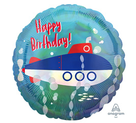 Iridescent Submarine Birthday Mylar Balloon